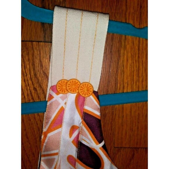 Womens Geometric print dress NELA XS/S sleeveless swing dress ivory brown pink - Picture 4 of 8